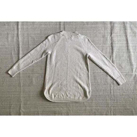 LOFT Petites Womens Sweater Small Beige Speckled Knit Pullover Long Sleeve Cozy - Picture 2 of 4